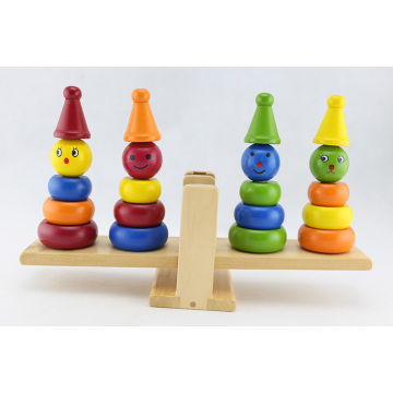 Palhaço de madeira arco-íris Stacker balance balanço equilíbrio bordo jogo para crianças, educação infantil e brinquedos de aprendizagem para 3 anos de idade